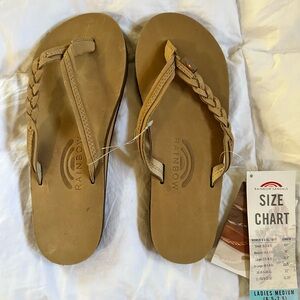 Rainbow Tan Leather Sandals Classic Braided Design